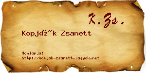 Kopják Zsanett névjegykártya